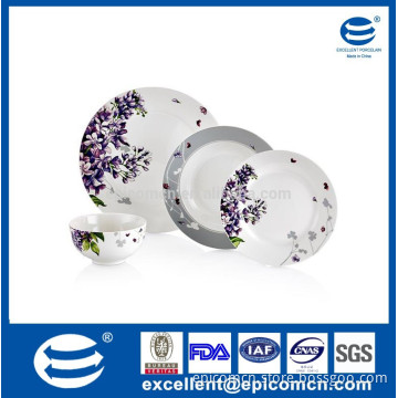 2015 hot promotional hot sale 20/30pcs porcelain ceramic dinner set with purple flower